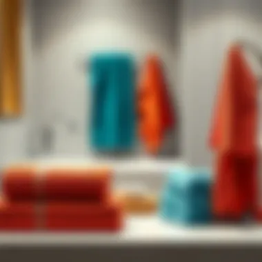 Aesthetic Arrangement of Small Towels Colorful small towels arranged aesthetically in a modern bathroom
