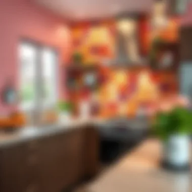 Vibrant Tile Panels for Aesthetic Enhancement Vibrant tile panels enhancing the kitchen aesthetics