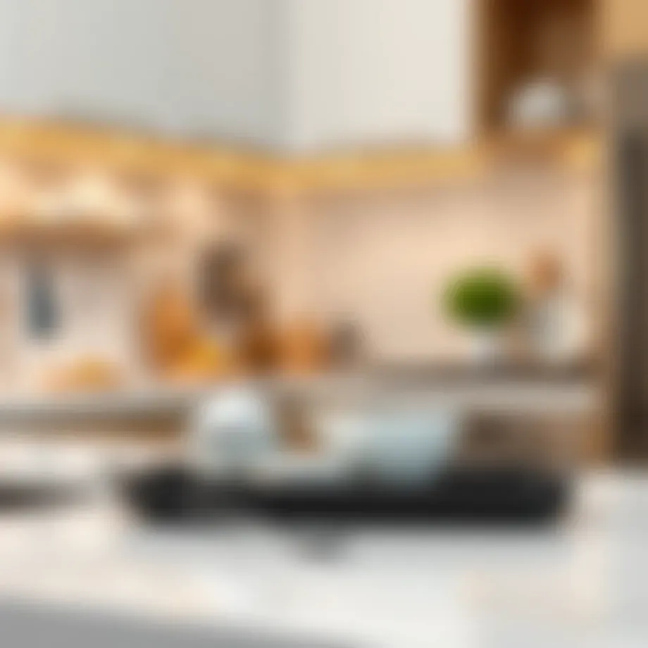 Elegant dish strainer with tray in modern kitchen decor