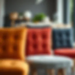 Various types of dining chair fabrics displayed