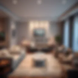 Elegant living room showcasing a harmonious blend of furniture and decor elements