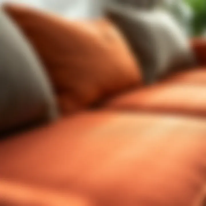 Close-up of various couch fabrics showcasing texture and color