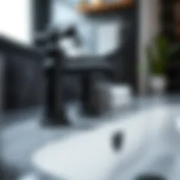 Elegant black sink stopper enhancing bathroom decor