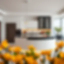 Elegant curved kitchen island showcasing modern design.