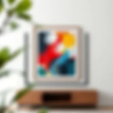 Vibrant Abstract Painting in Frame A beautifully arranged 23 x 16 inch frame showcasing a vibrant abstract painting.