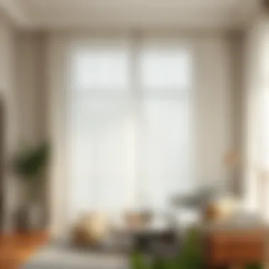 Light filtering through white linen curtains in a stylish living room