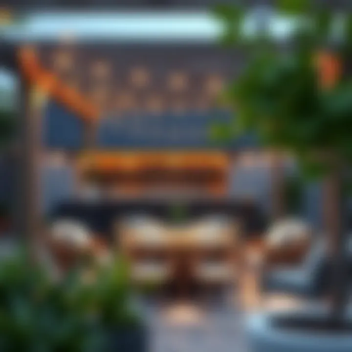 Cozy outdoor dining setup under a pergola
