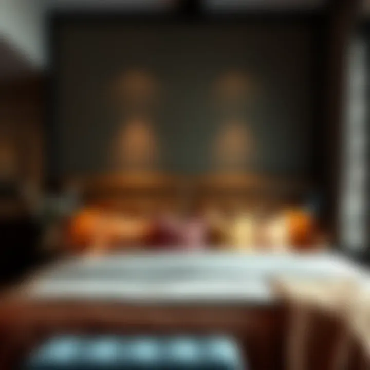 Cozy bedroom decor featuring a brown faux leather headboard