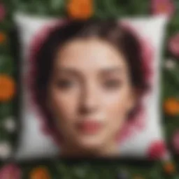 Artistic flower pillow showcasing unique facial design