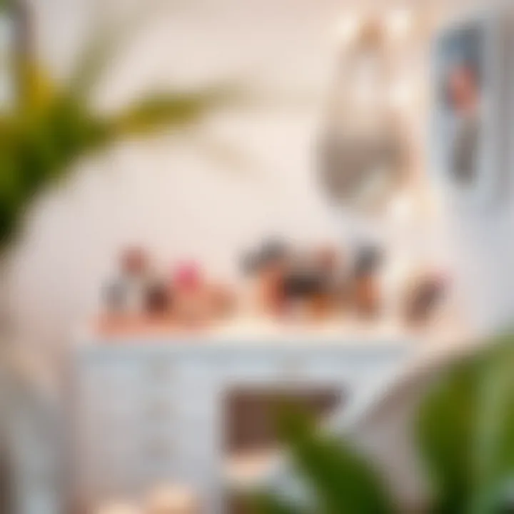 Stylish and organized makeup corner featuring chic accessories