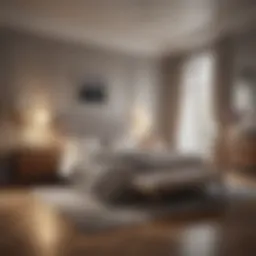 Elegant bedroom gallery showcasing mixed media art
