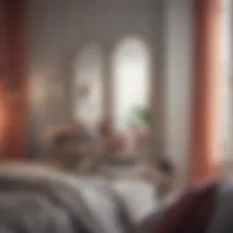 Elegant small tri-fold mirror enhancing a stylish bedroom decor