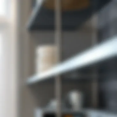 Close-up of stainless steel shelf design