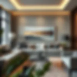 Elegant horizontal artwork enhancing a modern living room ambiance