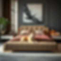 Elegant king bed frame with an integrated dog bed