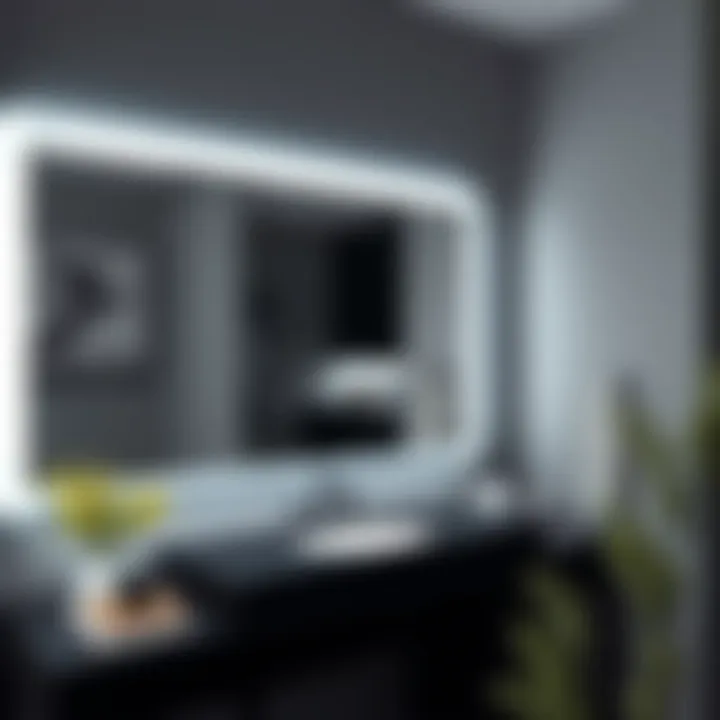 Sleek black vanity mirror with integrated lighting