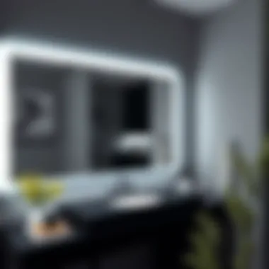 Sleek Black Vanity Mirror Sleek black vanity mirror with integrated lighting