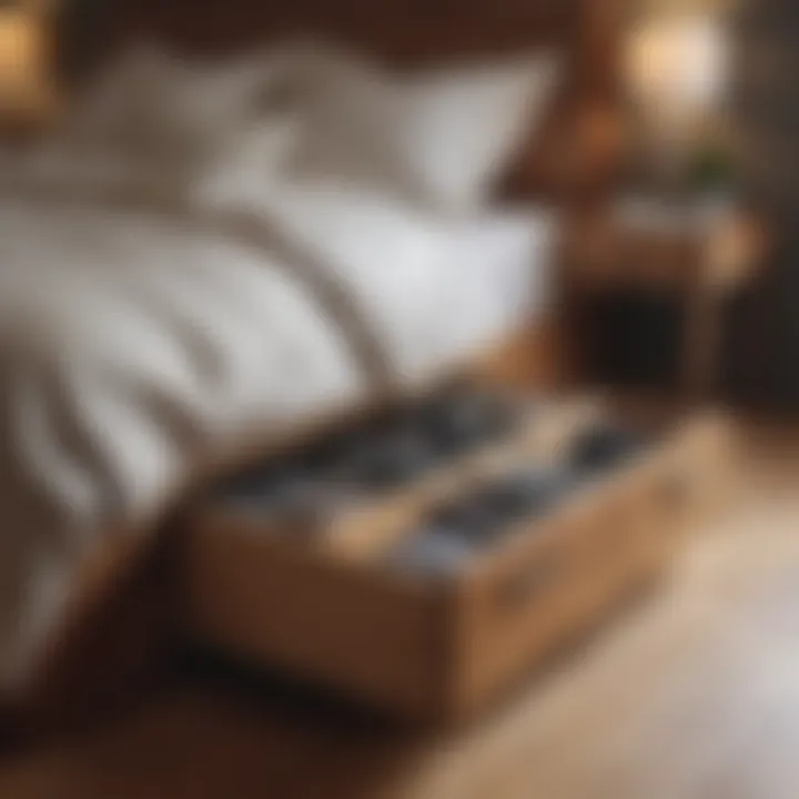 Elegant wooden under-bed drawers enhancing bedroom aesthetics