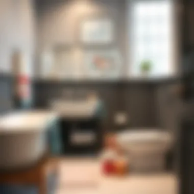 Stylish Bathroom with Coordinated Towels Stylish bathroom showcasing small towels in coordinated patterns and hues