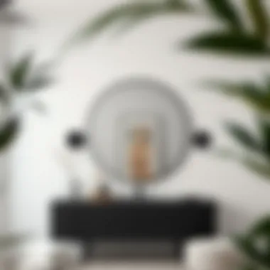 Stylish Interior with Black Vanity Mirror Stylish interior showcasing a black vanity mirror