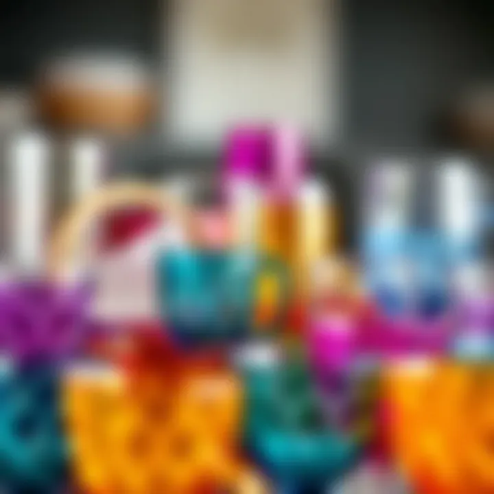 An assortment of multicolor drinking glasses highlighting various materials used