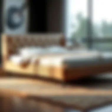 Elegant Upholstered Bed Frame with Rich Texture Elegant upholstered bed frame on wheels with rich texture
