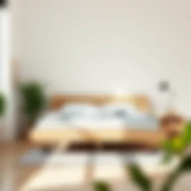 Versatile Bed Frame in Minimalist Interior Versatile bed frame on wheels in a minimalist interior