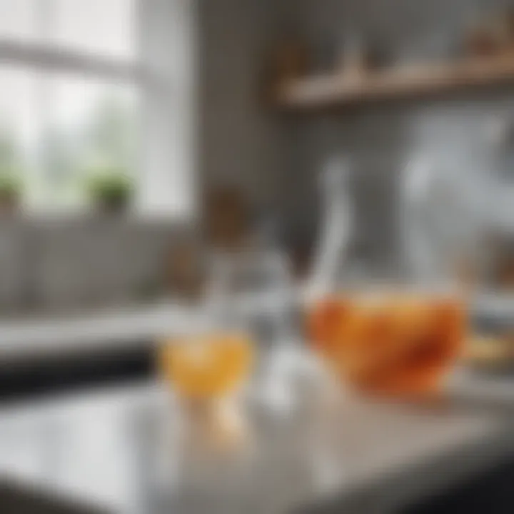 Elegant two-quart glass pitcher with lid displayed on a modern kitchen counter