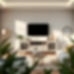 Elegant light gray TV console in modern living room setting