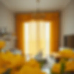 Elegant yellow curtain set draped in a modern living room